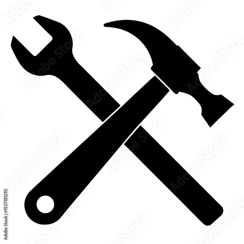 Silhouette of hammer and wrench crossed
