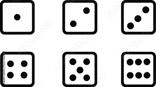 Dice faces set vector black silhouette print design