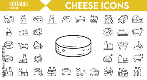 Cheese Wedge, Slice, and Wheel Icons in Editable Vector Format