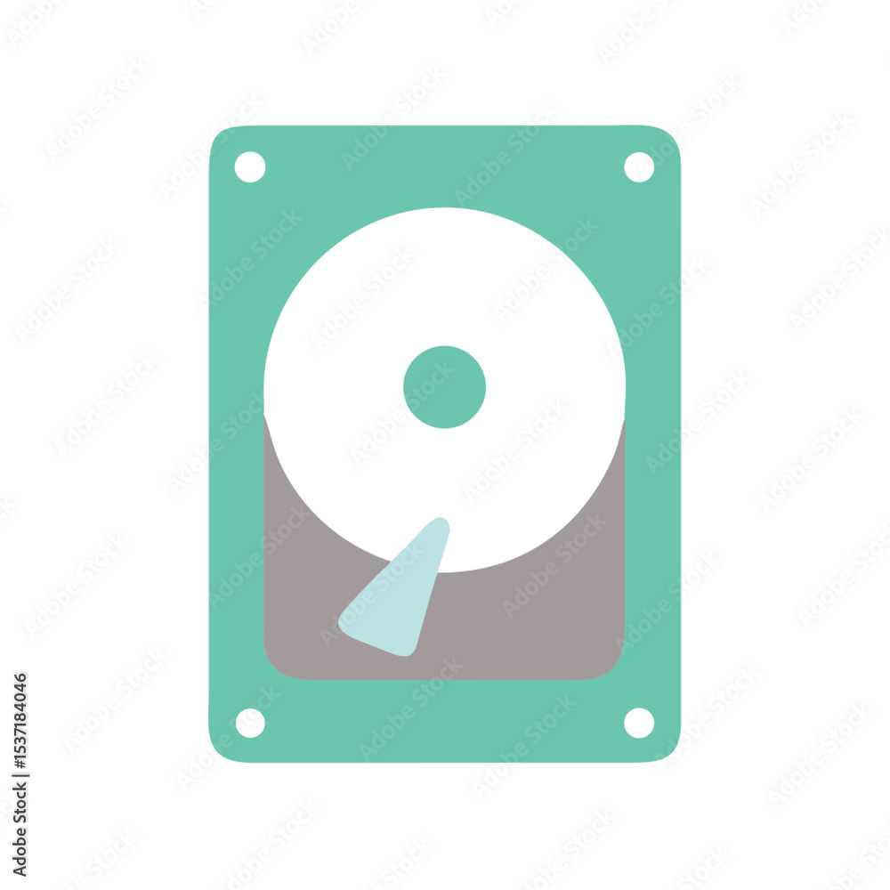 Hard drive with spinning disk in minimal design and light colors Hard drive with spinning disk in minimal design and light colors