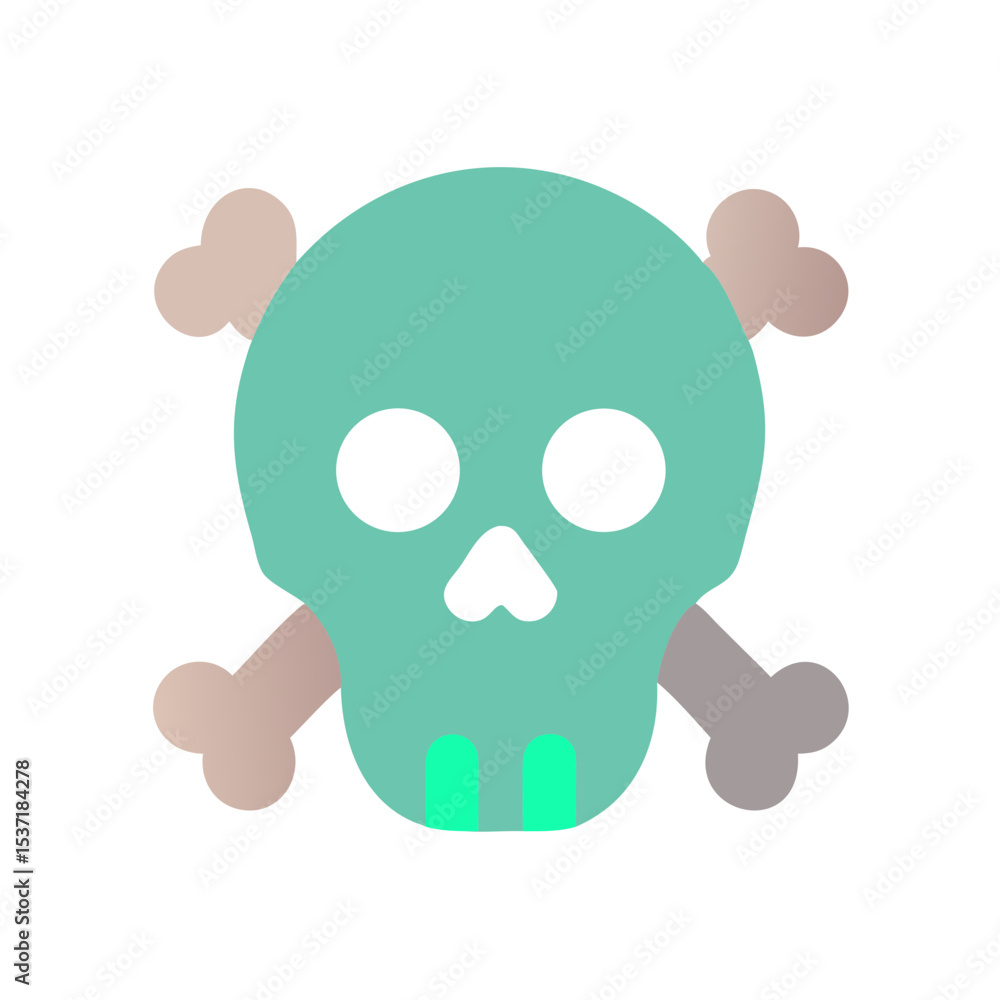 Skull and crossbones icon in flat design with soft colors Skull and crossbones icon in flat design with soft colors