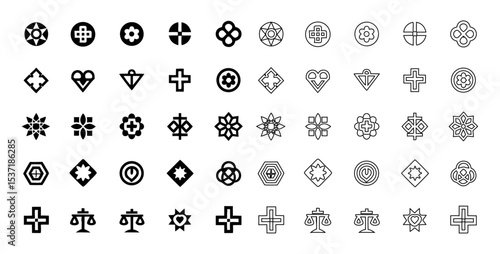 Medical Law & Ethics Line Icon Set – 48 Healthcare Compliance & Patient Privacy Vector Outlines – Legal Documents, Scales of Justice & Insurance Policy Icons for Hospitals & MedTech SVG/PNG