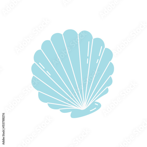 Blue Scallop Shell Vector Ocean Sea Element Clipart