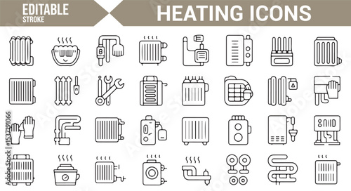 Heating Equipment Icons for Energy and Home Comfort Solutions