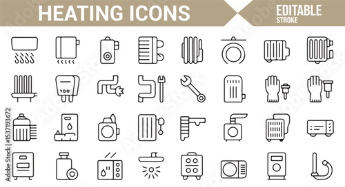 Icons for Heating Equipment, Gas Systems, and Temperature Control Devices
