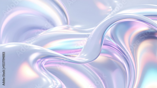 Iridescent abstract waves background holographic pearl texture wallpaper design graphic modern art render aesthetic