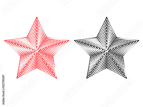 Abstract geometric red and black star shape with a halftone effect vector design 