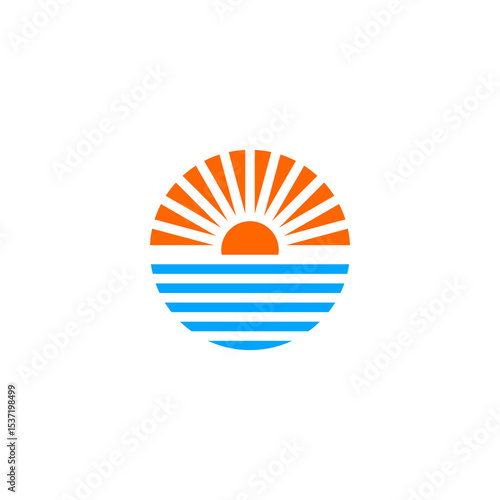 Colorful Sunset Over Water Graphic Design