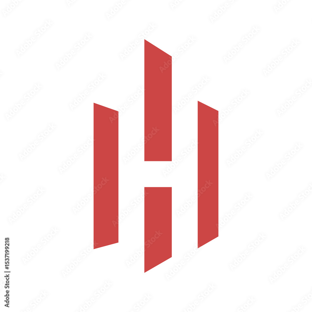 Geometric Red Letter H Logo with Angled Edges and Modern Design Geometric Red Letter H Logo with Angled Edges and Modern Design