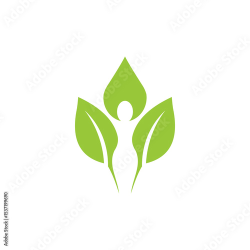Green Leaf Embrace:  A Stylized Human Figure Flourishing Amidst Nature