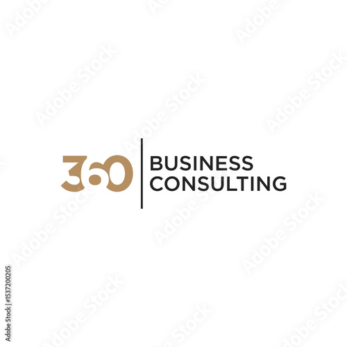 Modern Business Consulting Logo with 360 Degree Symbol and Vertical Line
