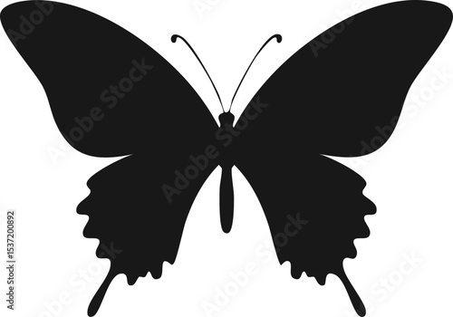 Swallowtail Butterfly Silhouette – Elegant Insect Vector Illustration with Distinctive Tail