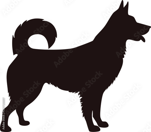 Dog Silhouette with Tongue Out – Playful Pet Vector Illustration in Happy Pose