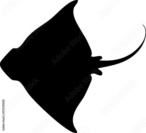 Stingray Silhouette – Graceful Marine Animal Vector Illustration with Long Tail