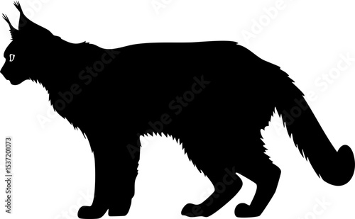 Lynx Silhouette – Wild Cat Vector Illustration with Pointed Ears and Tufts