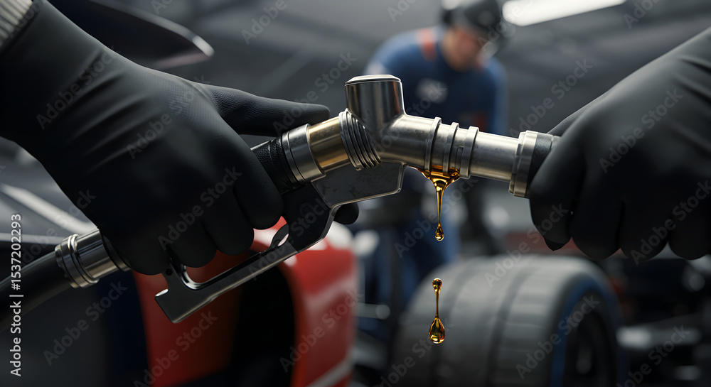 Close-up of Gasoline Dripping from a Fuel Nozzle During a Car Service Close-up of Gasoline Dripping from a Fuel Nozzle During a Car Service