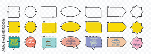 Quote box frame big set.Texting quote boxes. Blank text box and quotes and Set of colorful blank empty speech bubbles for text,Blank template quote text info design boxes quotation bubble blog quotes 