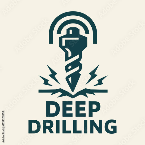 Vector icon of drill bit mining deep underground.