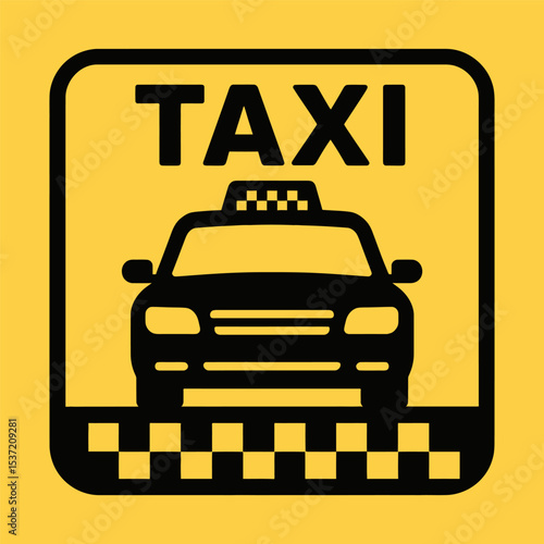 Vector icon of taxi car with checker grille.