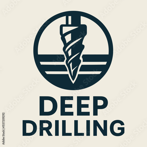 Vector illustration of drill bit in circular badge.