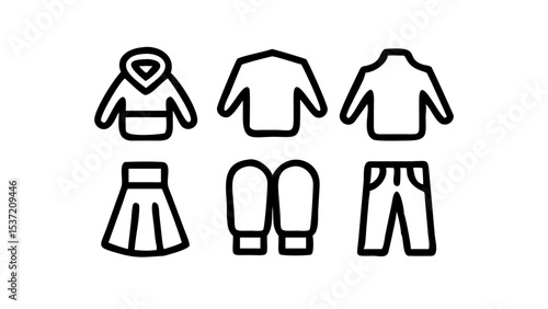 Minimalist Linear Clothing Icons – Editable Outline Vector Illustrations