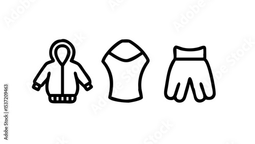 Minimalist Linear Clothing Icons – Editable Outline Vector Illustrations