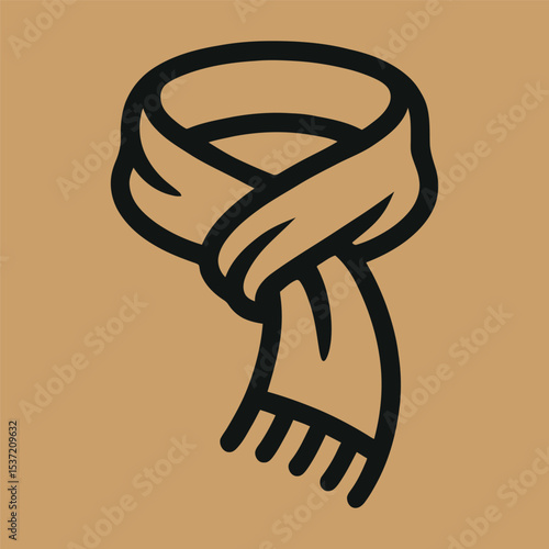 Vector icon of draped scarf in bold simple outline.