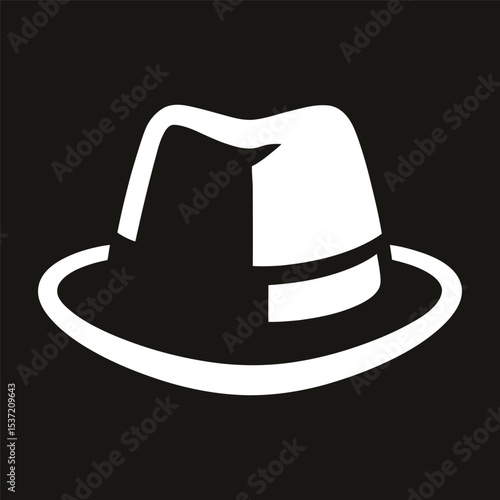 Vector illustration of stylish fedora hat silhouette.