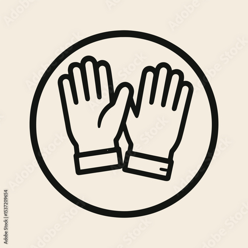 Vector icon of gloves inside circular emblem badge.