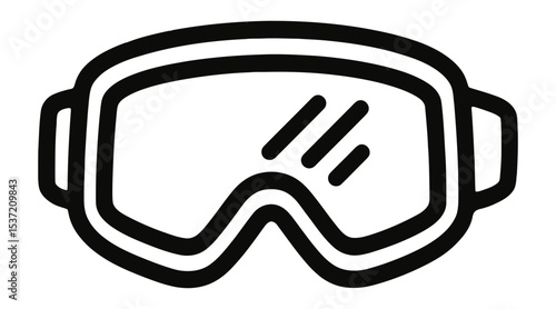 Vector icon of snowboard goggles with reflection lines.