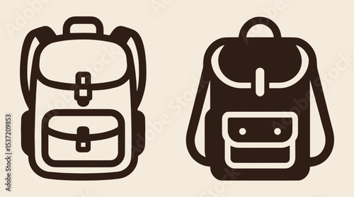 Vector illustration of backpack icons in minimal design.