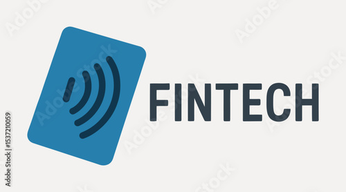 Fintech card icon with contactless payment logo.