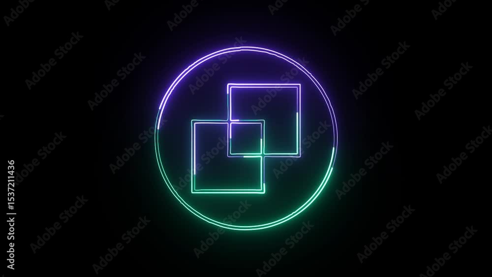 Glowing neon duplicate icon animation with black background. HD animated copy files symbol video loop
Glowing neon duplicate icon animation with black background. HD animated copy files symbol video loop