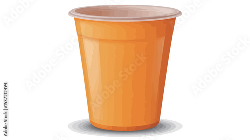 A digitally rendered image shows a tall, cylindrical orange plastic disposable cup against a white background. The cup has a slightly lighter orange, almost peach-colored, inner lip. 