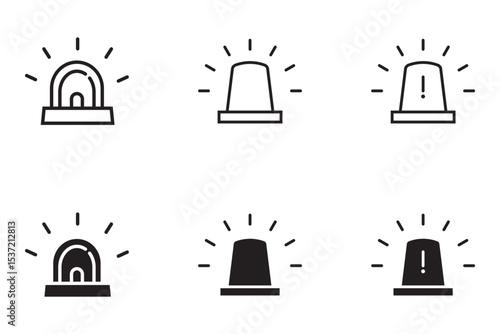 Alarm siren icon set. Emergency siren icon. Ambulance siren or police icon, vector illustration