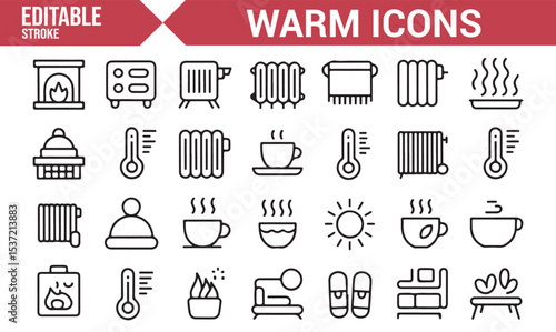 Variety of Heat and Warmth Icons for Home Comfort and Energy Systems