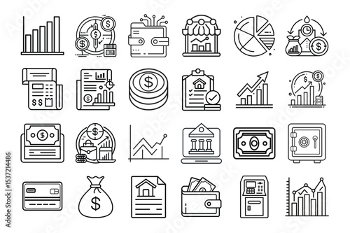 Outline Business Icons – Vector Illustration Set