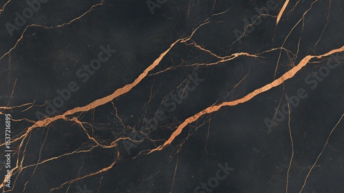 Dark black marble with copper veins.