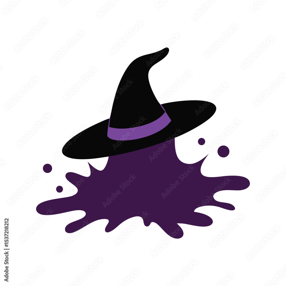 Fototapeta premium witch hat emerging from paint splash vector