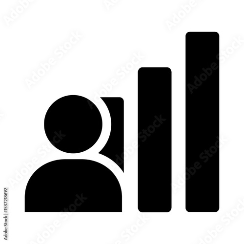 右肩上がりの棒グラフと人物シルエットのアイコン