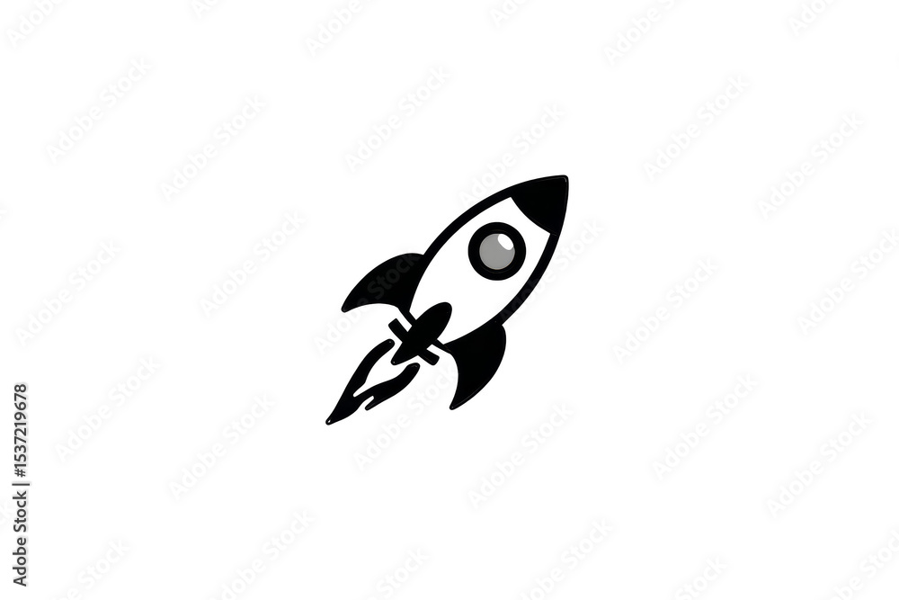Fototapeta premium A minimalist rocket ship design against a transparent background ideal for startup logos space exploration websites and app interfaces, silhouette