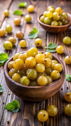 Roasted amla fruit on wooden table