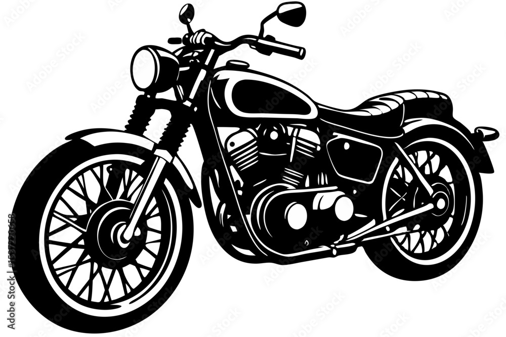Fototapeta premium Classic Motorcycle Illustration Vintage Bike Design, Black and White Vector Art