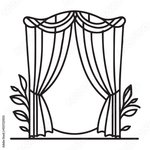 Elegant stage curtains with floral accent decorative design element
