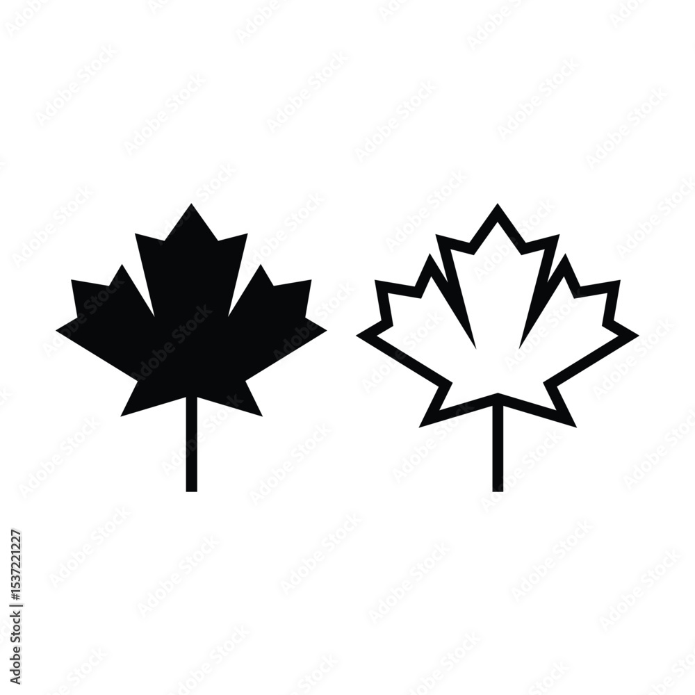 maple leaf icon vector design concept silhouette and outline style maple leaf icon vector design concept silhouette and outline style