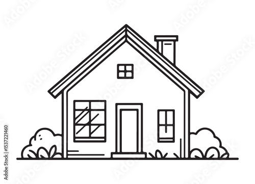Cozy House Vector Illustration Suburban Home Simple Modern Design