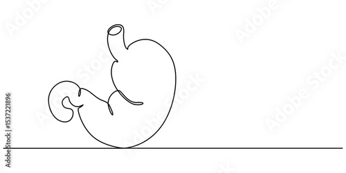 upset stomach continuous one line drawing, Continuous Line Drawing Of A Stomach, bad stomach, Upset stomach. Stomachache. Digestive disorder. vector illustration on white background, reflux minimal.