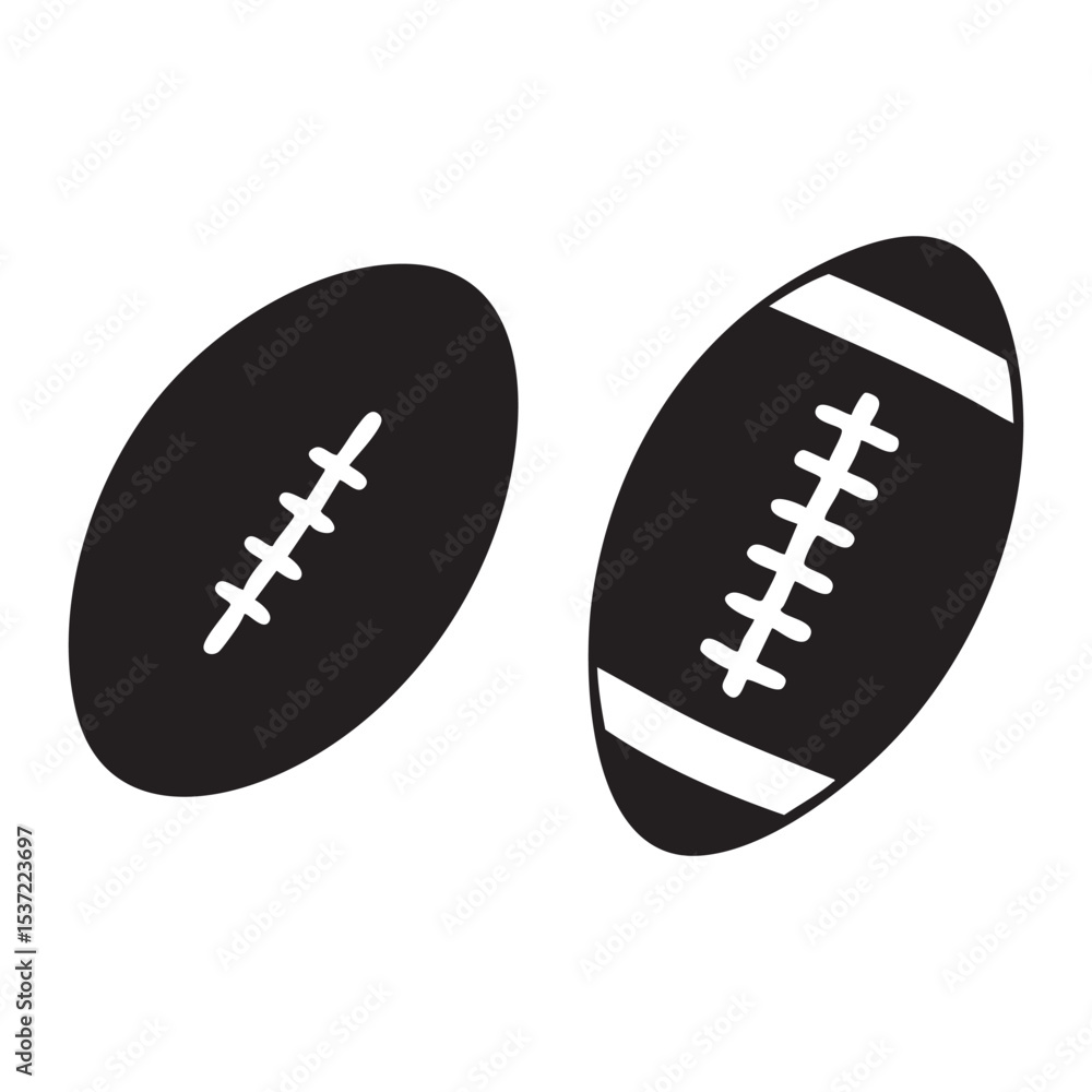 American Football Ball Icons Set American Football Ball Icons Set