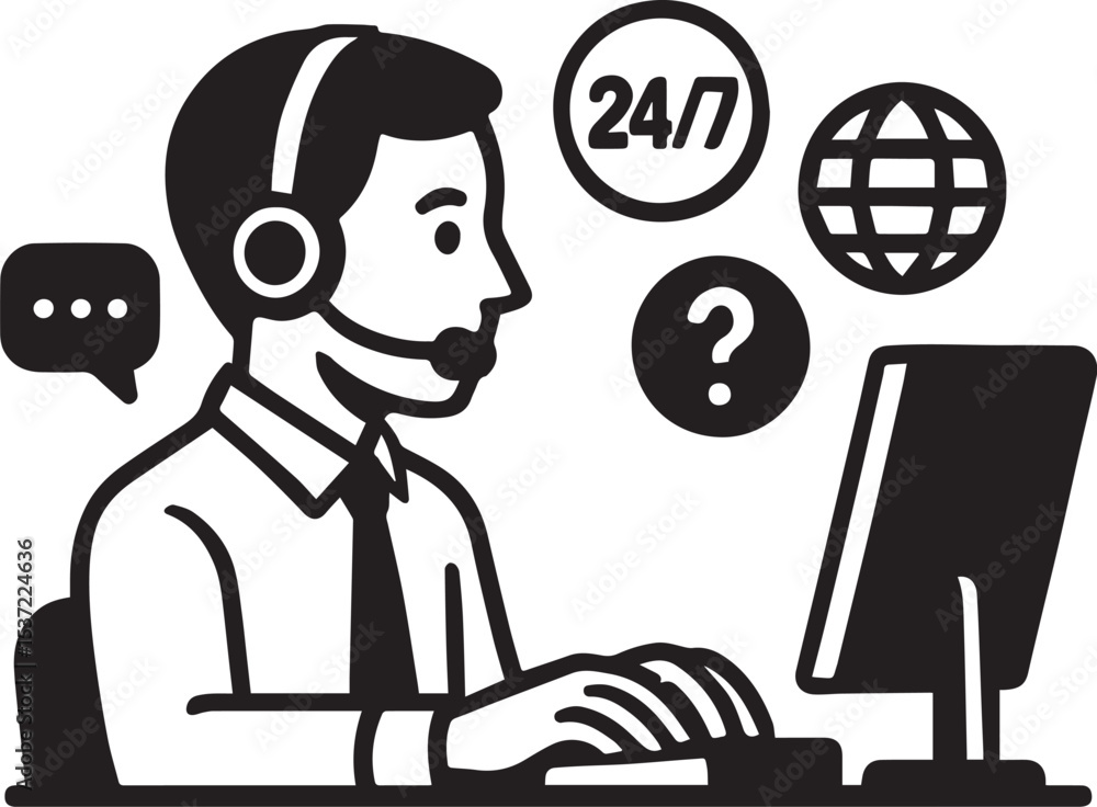 Fototapeta premium Global 24 7 customer support representative