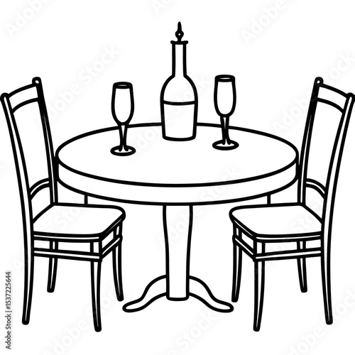 Simple Dining Table Illustration